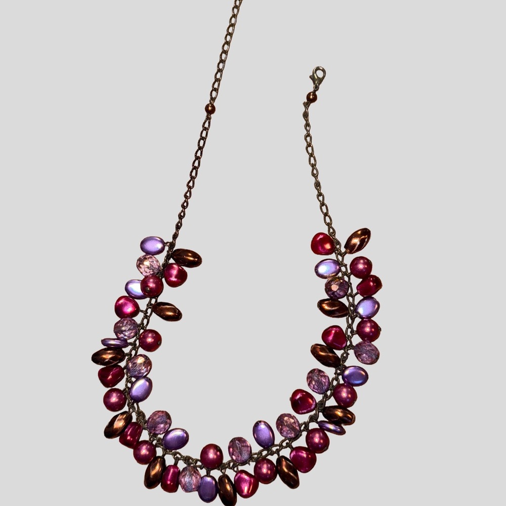 Elegant Purple and Pink Statement Necklace